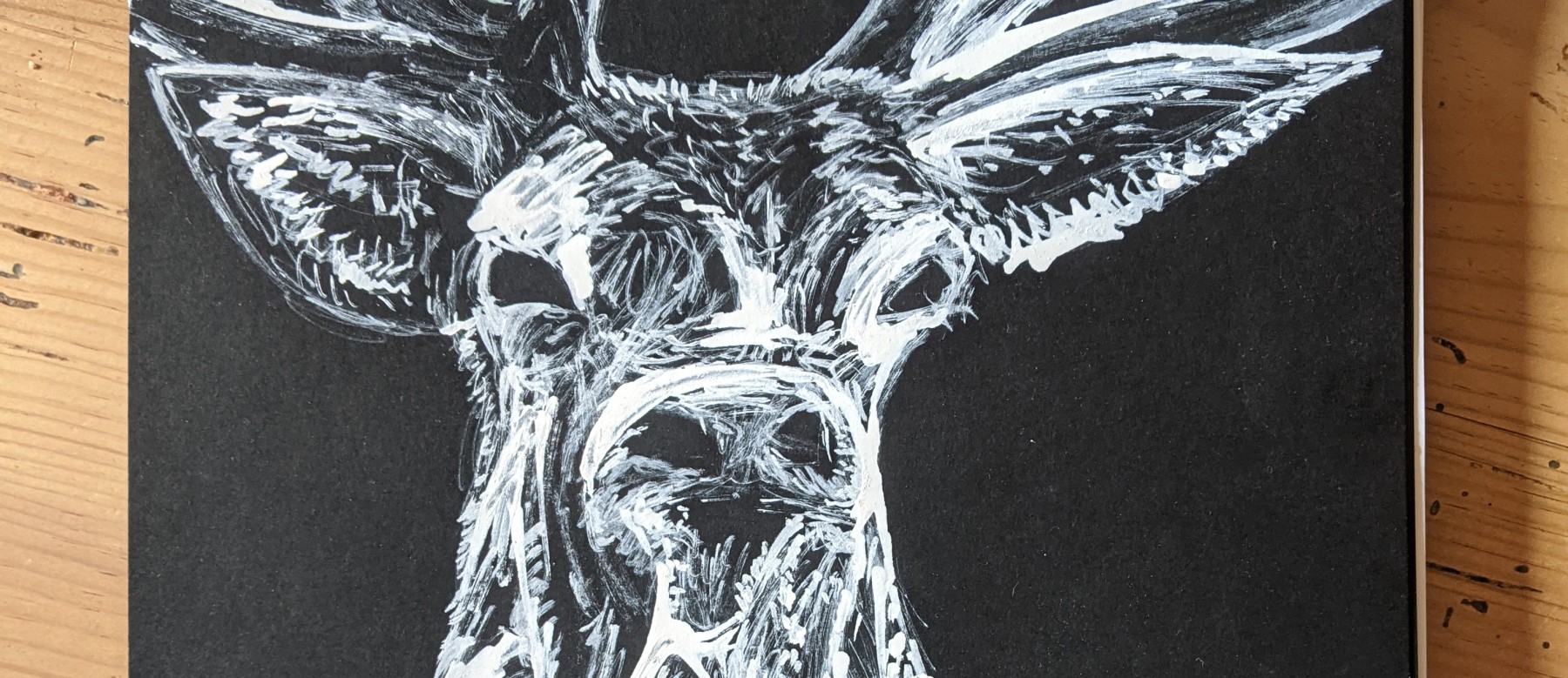 cerf blanc sur noir