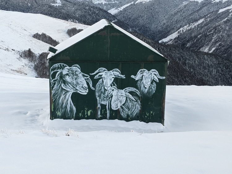 Courade sous la neige — graffiti, Germs-sur-l'Oussouet