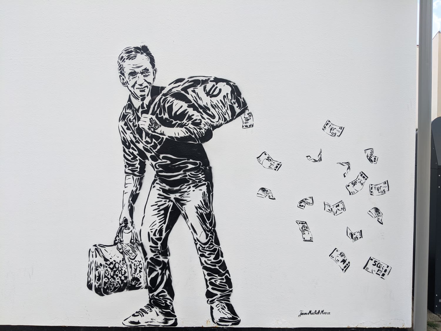 Le père d'un exilé fiscal — pochoir, détail, Capbreton